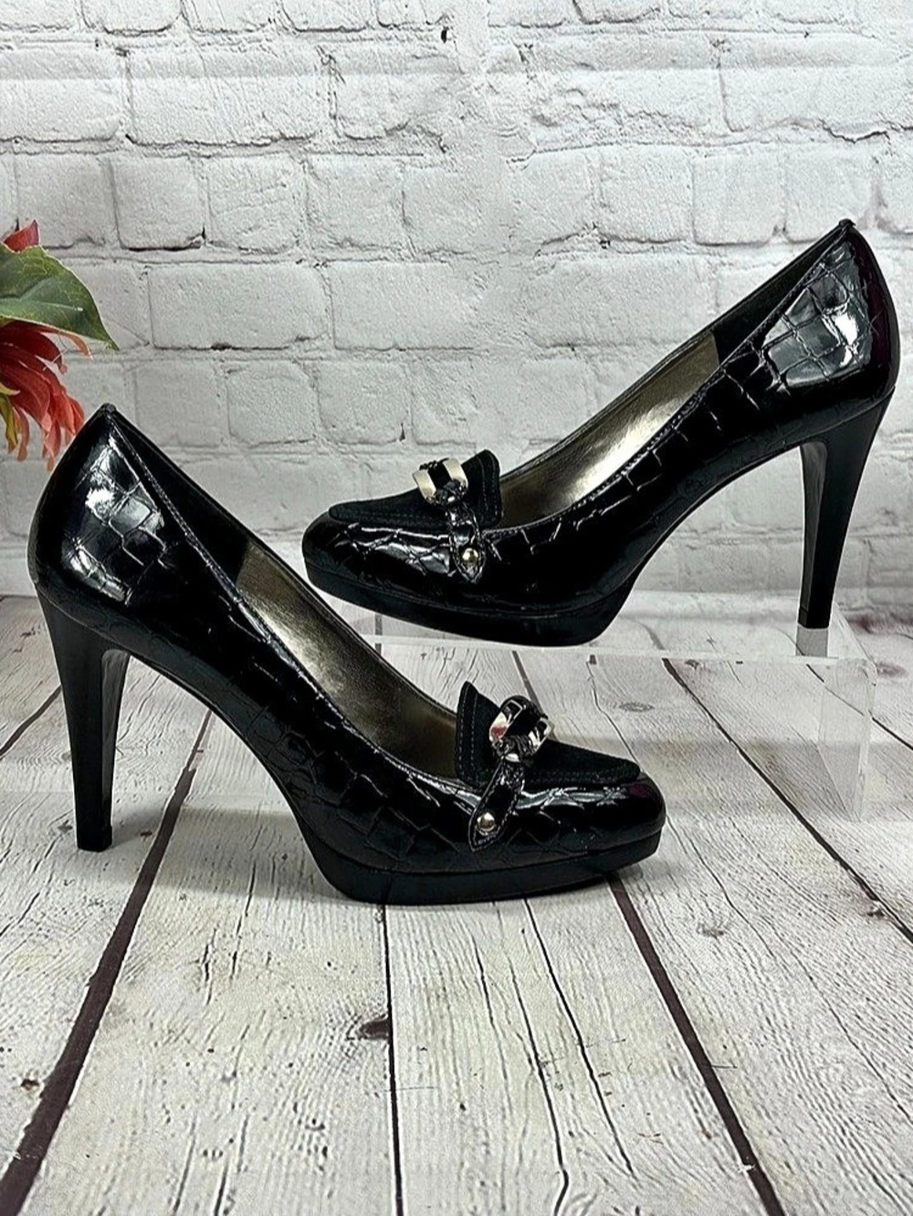 Ann Taylor Croco Loafer Pump Black US 5.5